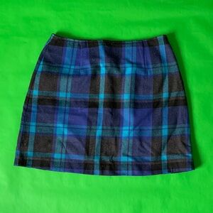 The Limited Blue and Black Plaid Mini Skirt